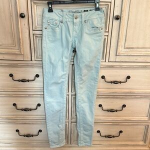 Miss Me Light Blue Skinny Jeans Size 25 Angel Wing Back Pockets